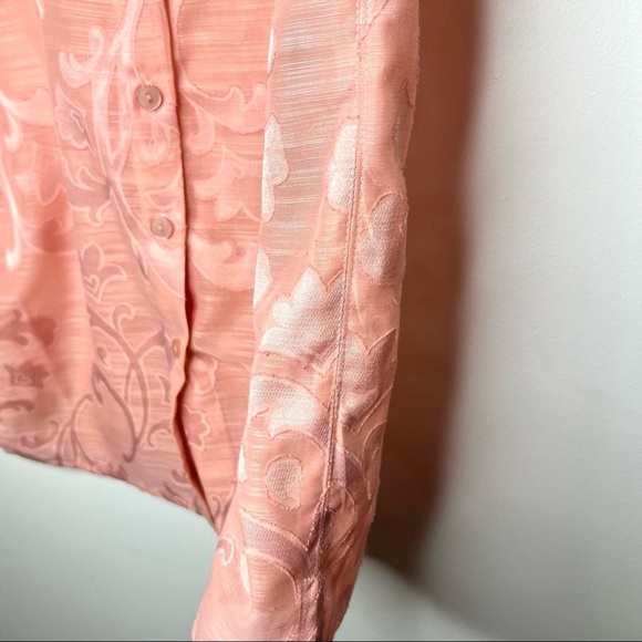 Vintage Alfred Dunner Button Up Scrollwork Blush Sheer Top Blouse Size 6 Petite - Picture 6 of 16